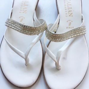 Italian Shoemakers White and Gold Sandals-Sz 7